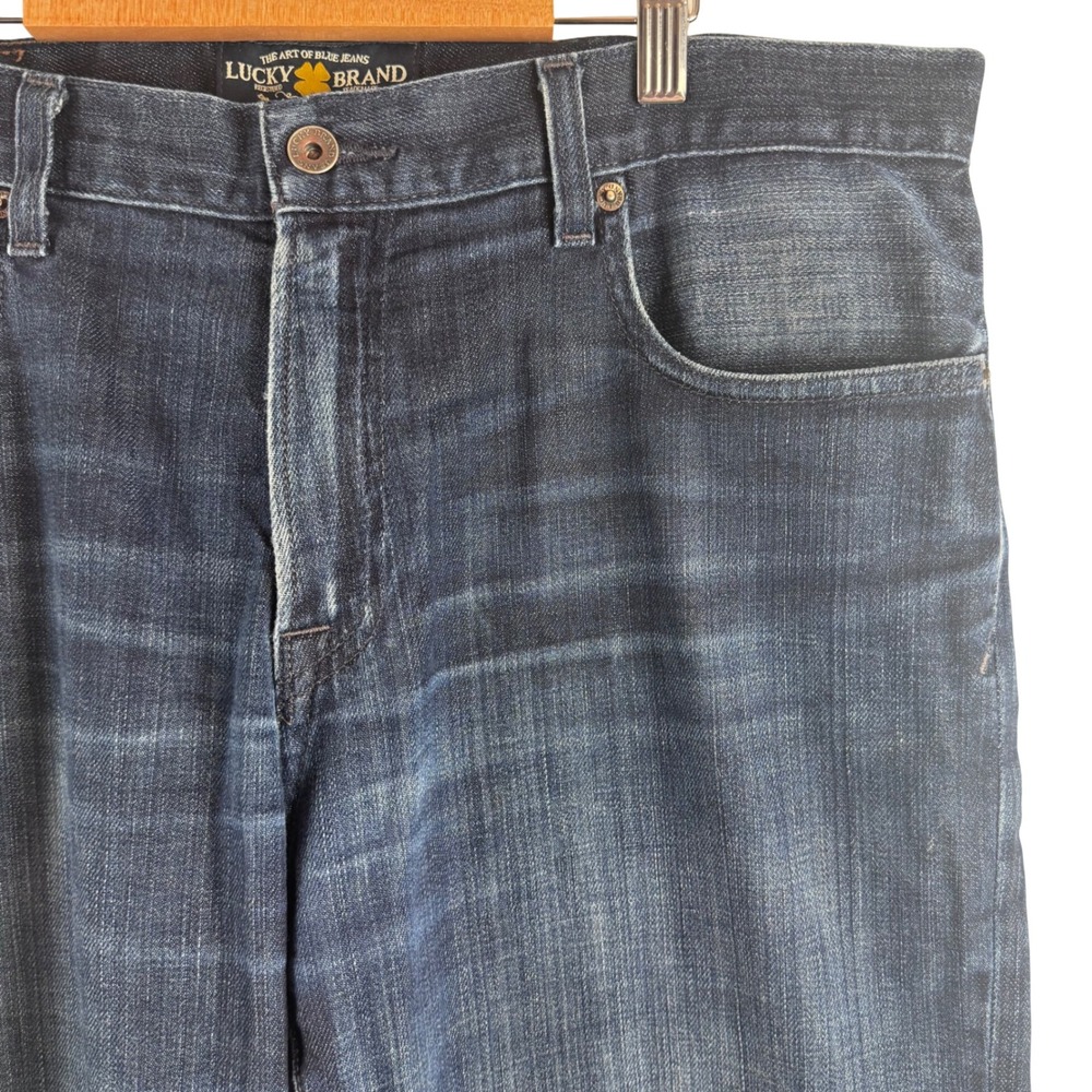 Lucky Brand 221 Original Straight Jeans Mens 36x32 Dark Blue Stretch Denim